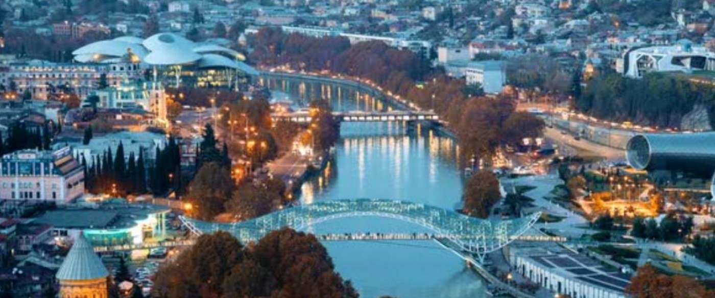 Tbilisi skyline at dusk